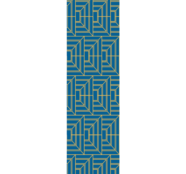 Kultaiset viivat sinisellä taustalla ruokasalin rullaverho - Tenstickers