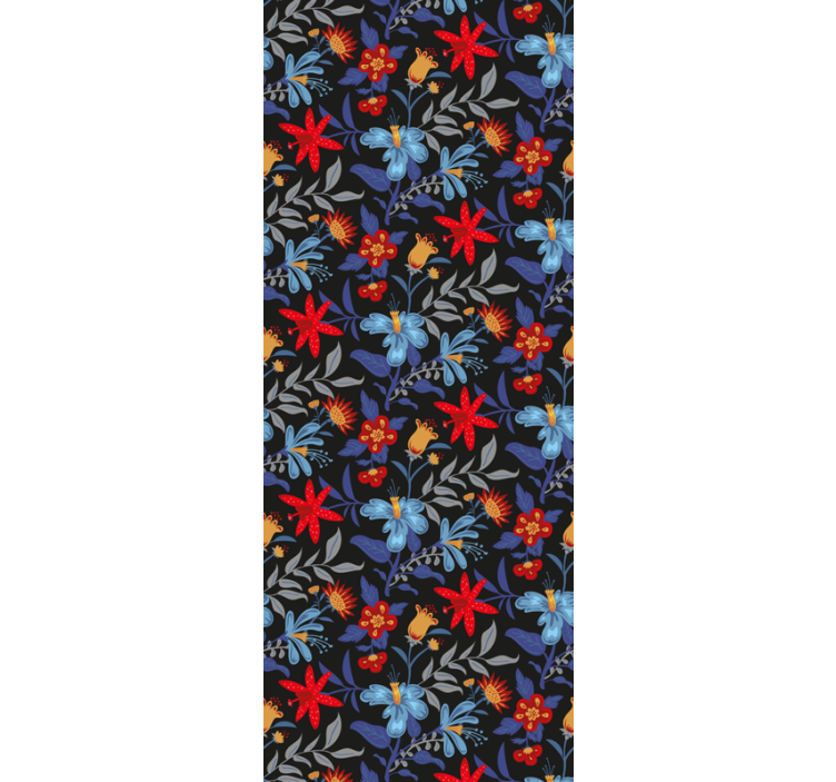 Kukkakuosi trikoo musta toimiston rullaverho - Tenstickers