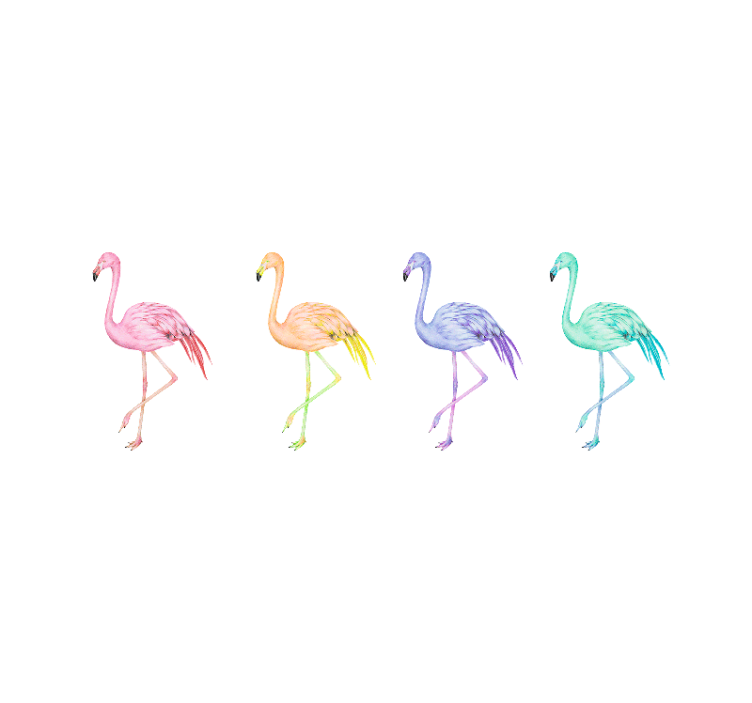 Valkoinen rullaverho värikkäillä saumattomilla flamingoilla - Tenstickers