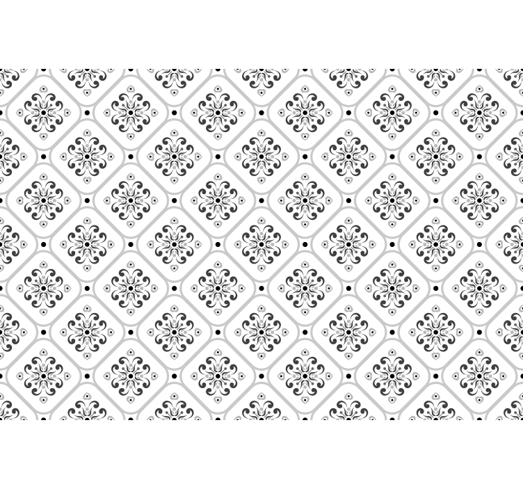 Valkoinen rullaverho klassisella harmaalla mosaiikkikuviolla - Tenstickers