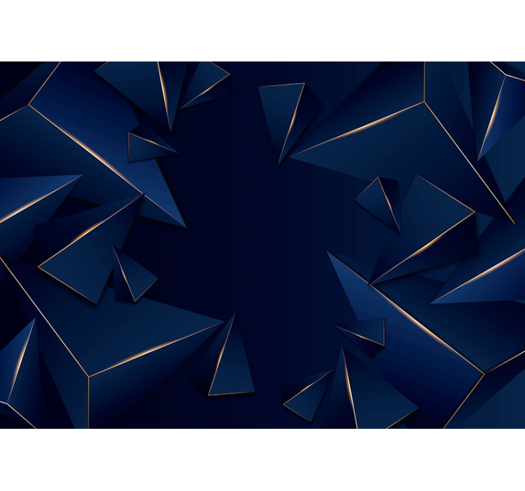 Musta rullaverho sinisellä ja kultaisella geometrialla - Tenstickers