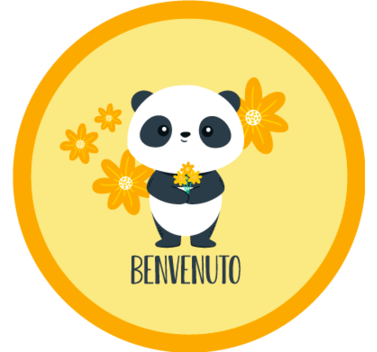 Keltainen rullaverho panda tervetuloa huoneeseeni - Tenstickers
