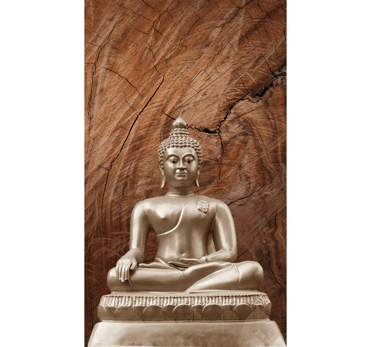 Puinen buddha zen ruskea Rullaverho - Tenstickers