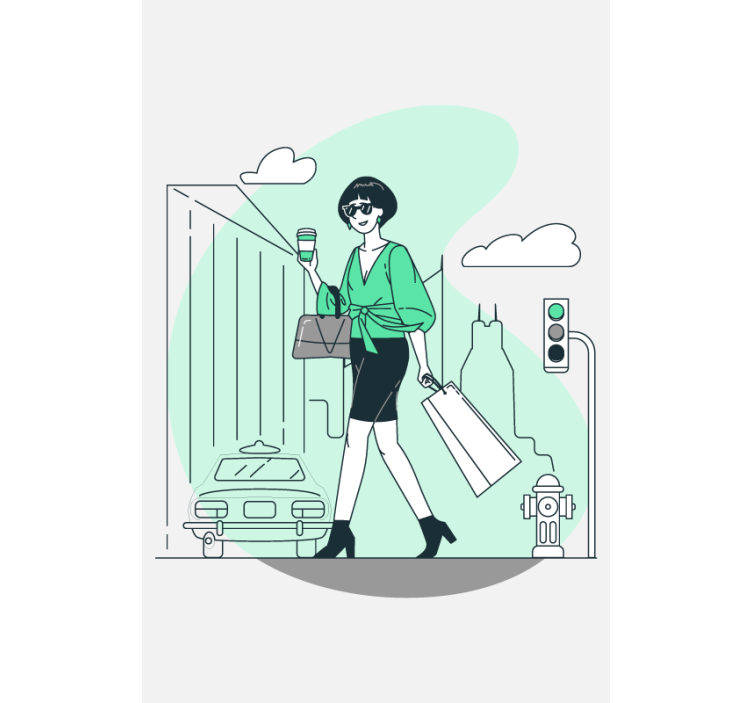 Tyylikästä kaupunkielämää tekstillinen rullaverho - Tenstickers