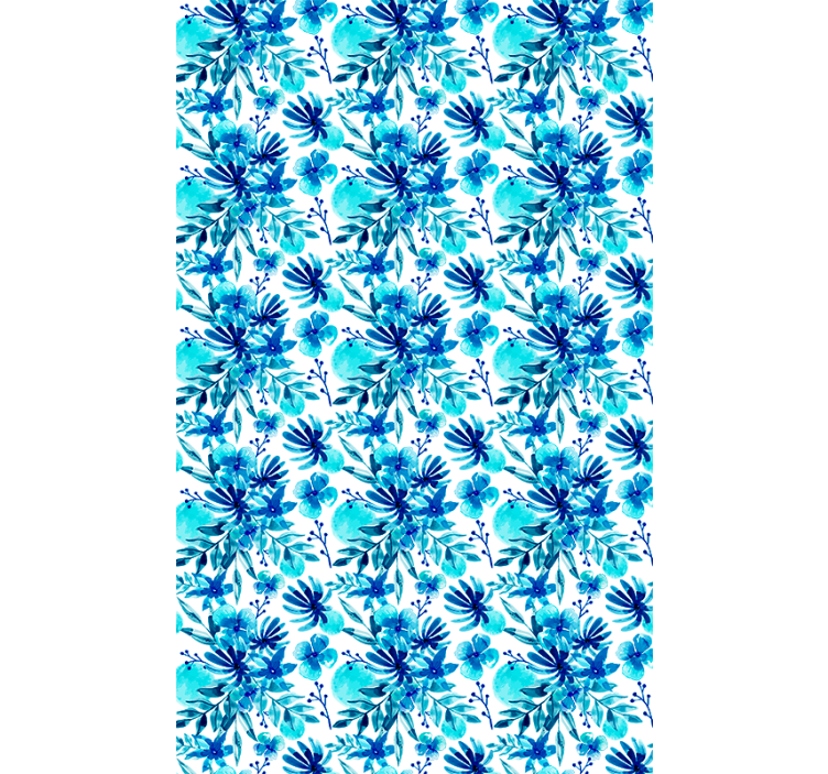 Kirkkaan sininen teema kukat ja kasvit rullaverho - Tenstickers