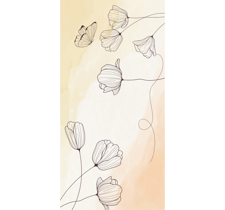 Aquarella kukka ääriviivat kukallinen rullaverho - Tenstickers