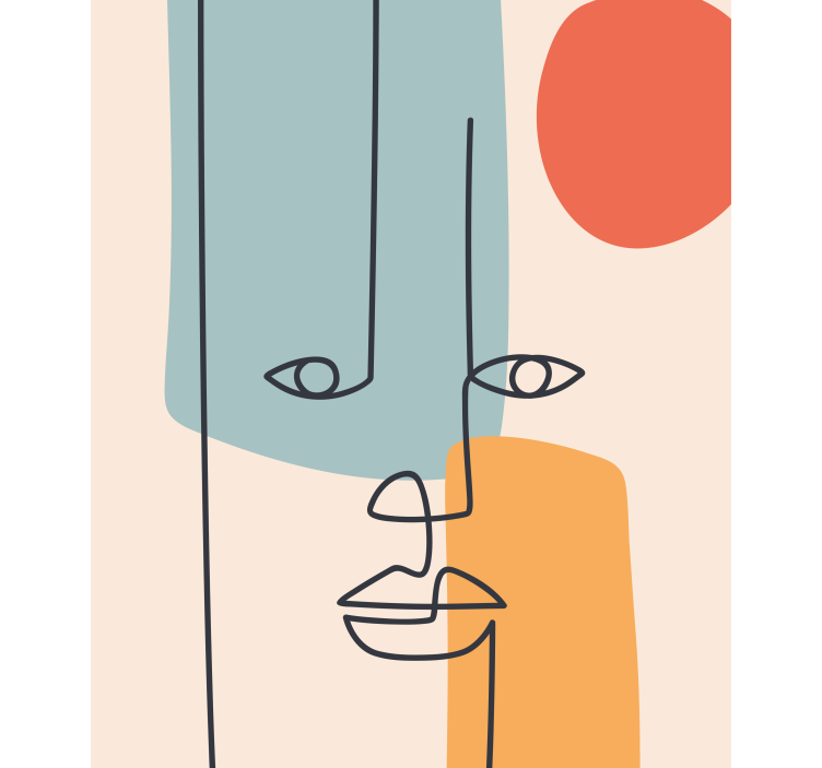 Taiteellinen piirretty kasvojen rullaverhot maalaus - Tenstickers