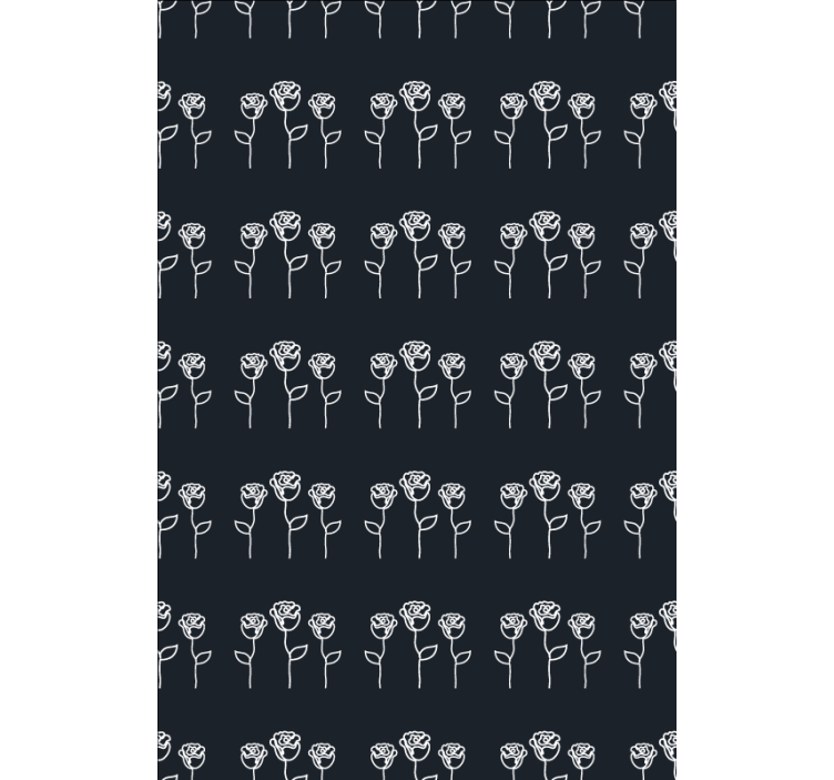 Mustavalkoinen ruusukuvio kukat ja kasvit rullaverho - Tenstickers