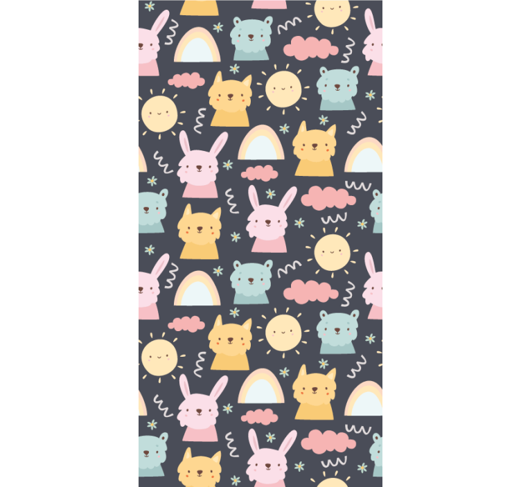 Pastelli eläimet ja sateenkaaret lasten rullaverhot - Tenstickers