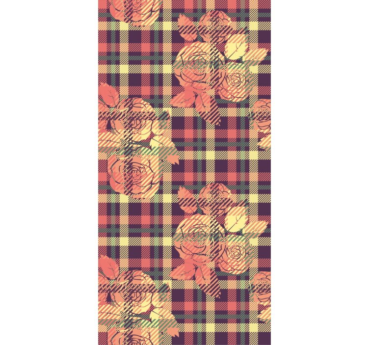 Ruusut ruudullinen kuvio olohuone rullaverhot - Tenstickers