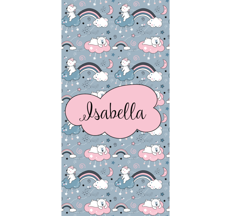 Karhu sateenkaari nimellä lapsen rullaverho - Tenstickers