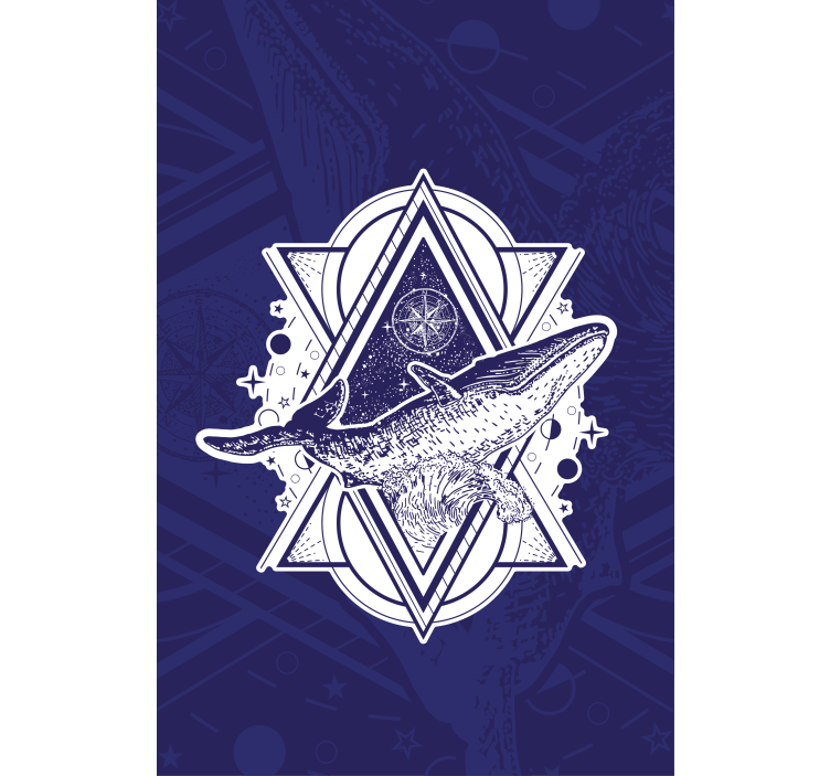 Kompassi ja valaiden kuva vintage rullaverhot - Tenstickers