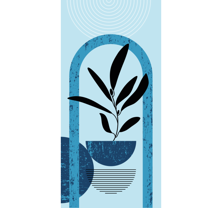 Sininen tyylikäs ruukkukasvi kukat ja kasvit rullaverho - Tenstickers