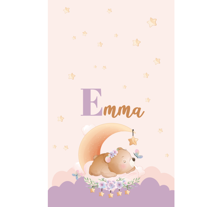 Nukkuva karhu, jolla on nimi lapsen rullaverho - Tenstickers