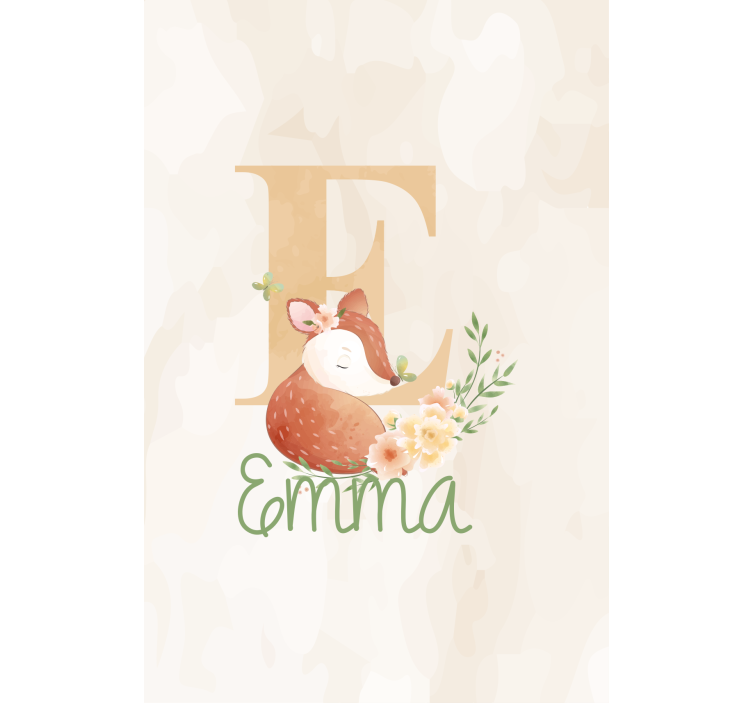 Kettu nimikirjaimella ja nimellä lapsen rullaverho - Tenstickers