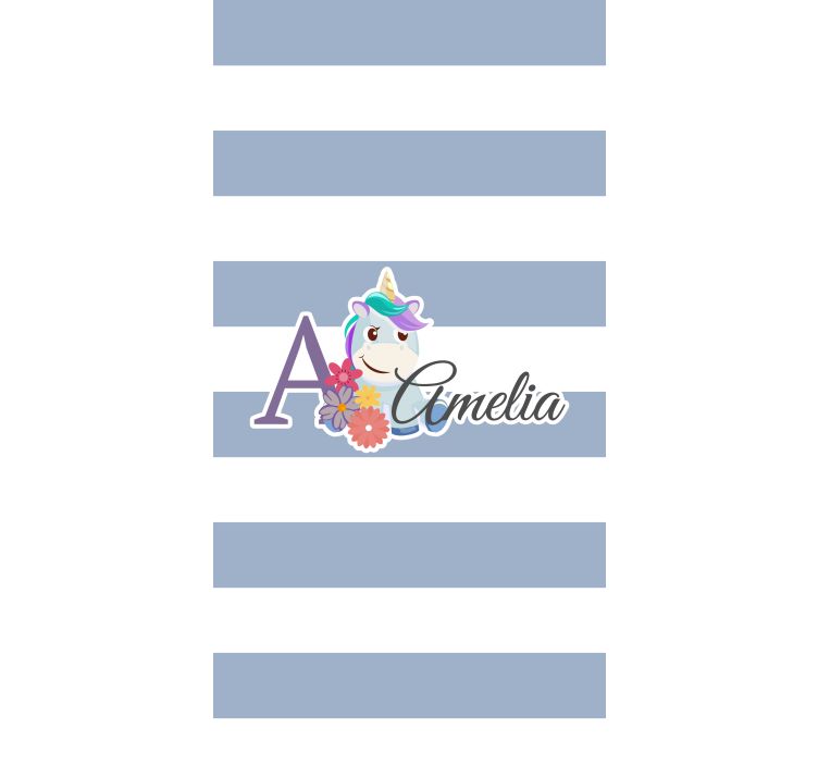 Yksisarvisen nimi personoitu lapsen rullaverho - Tenstickers