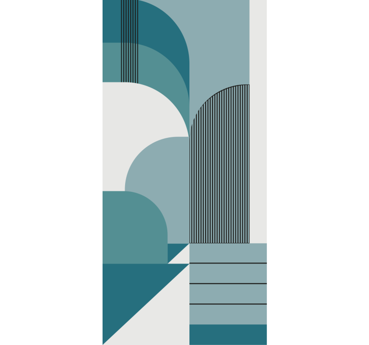 Sininen geometrinen kaupunkisuunnittelu kylpyhuoneverho - Tenstickers