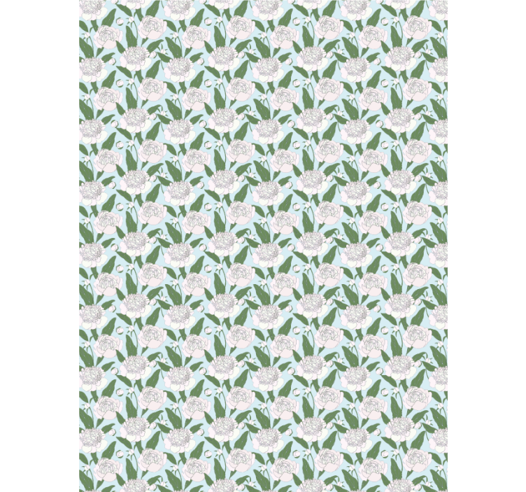 Valkoinen pionikuvio kukat ja kasvit rullaverho - Tenstickers