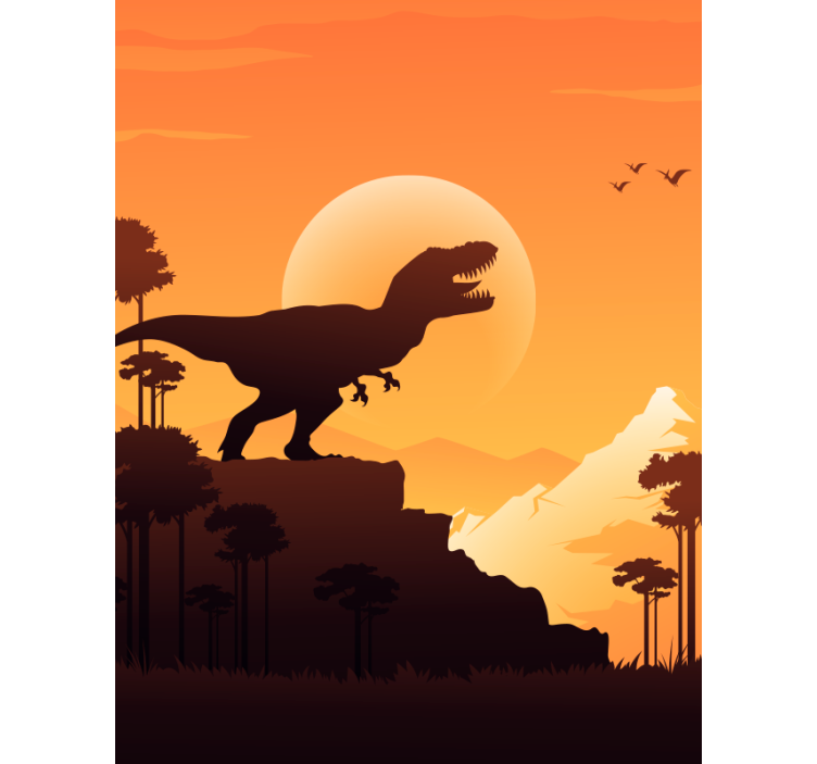 T-rex siluetti dinosauruskuvioitu rullaverho - Tenstickers