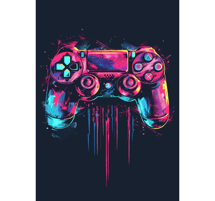 Sininen ja pinkki ohjaus geek-tyylinen rullaverho - Tenstickers