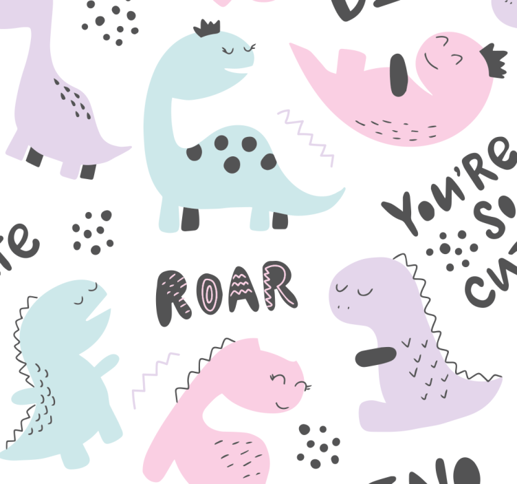Prinsessa dino dinosauruskuvioitu rullaverho - Tenstickers