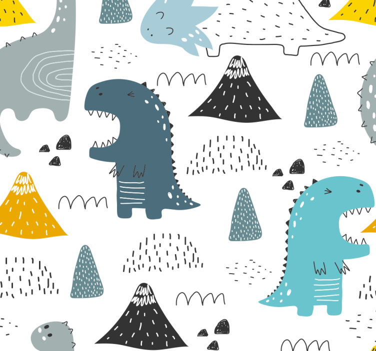 Skandinaavinen kuvio dinosauruskuvioitu rullaverho - Tenstickers