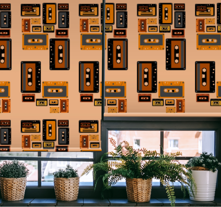 80-luvun kasettikuvioinen vintage rullaverho - Tenstickers