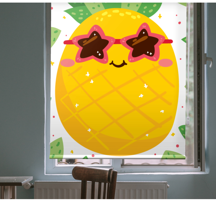 Ananas vaaleanpunaisella hedelmä rullaverho keittiöön - Tenstickers