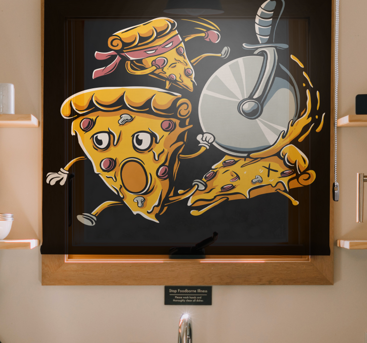 Animoidut pizzaviipaleet hauska rullaverho - Tenstickers