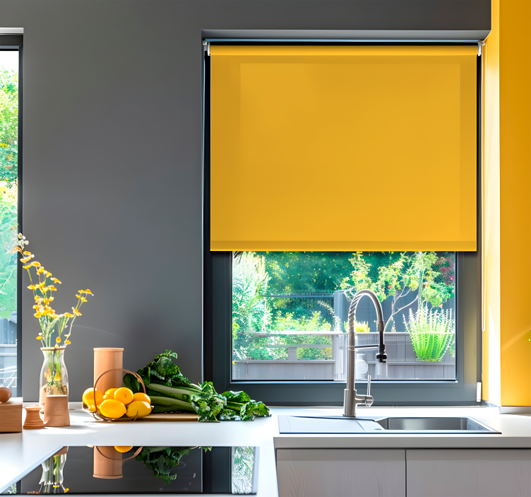 Auringonkukan sävyinen keltainen rullaverho - Tenstickers