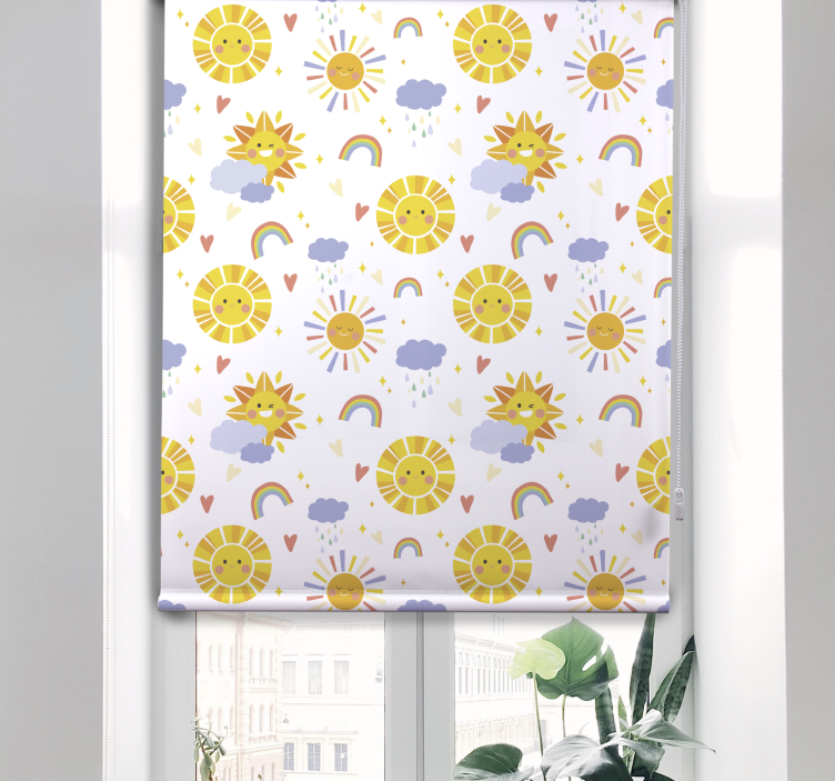 Aurinkoiset pilvet ja sateenkaaret lapsen rullaverho - Tenstickers