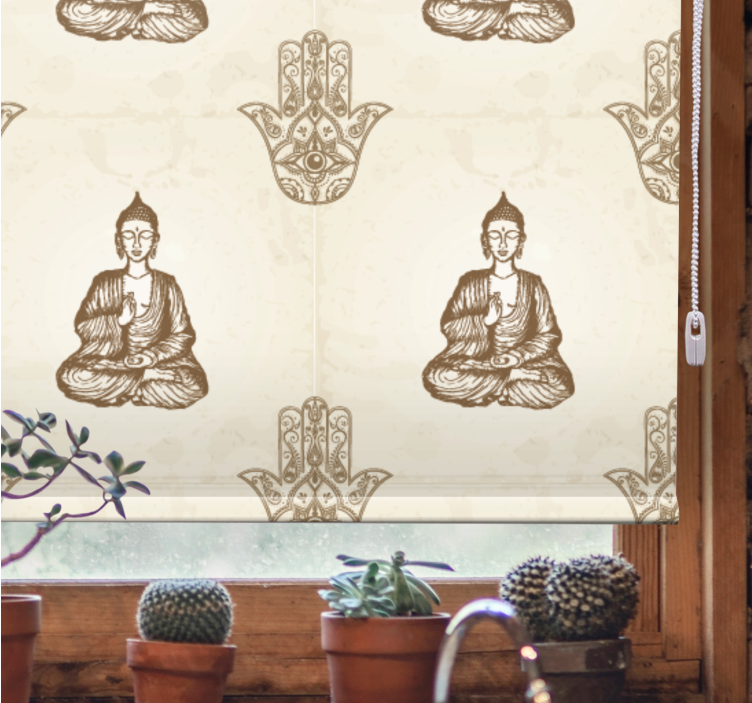Buddha-symbolien kuvioita zen-rullaverho - Tenstickers