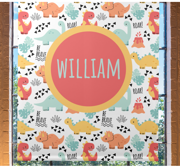 Dinosauruskuvioitu rullaverho vauvoille pyöreällä nimellä - Tenstickers