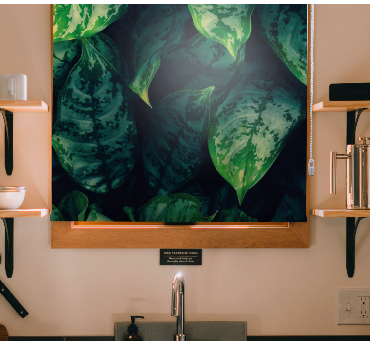 Eloisia vihreitä lehtiä kukat ja kasvit rullaverho - Tenstickers