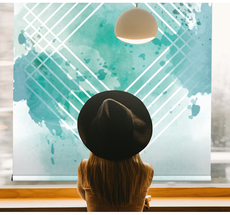 Geometrinen akvarellikuvio moderni rullaverho - Tenstickers