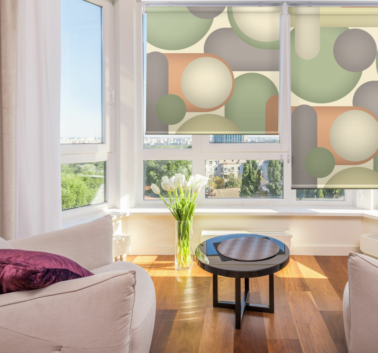 Geometrinen ympyräjärjestely moderni rullaverho - Tenstickers