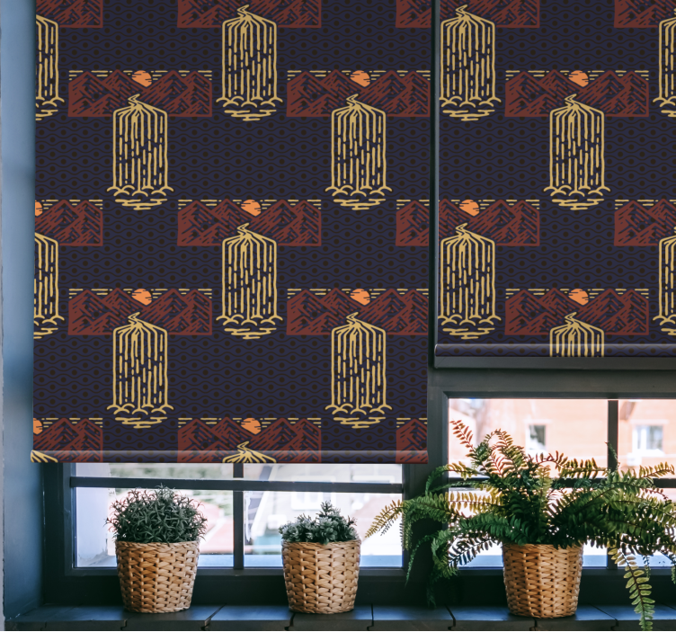 Auringonlasku vesiputouksilla vintage-tyylinen rullaverho - Tenstickers