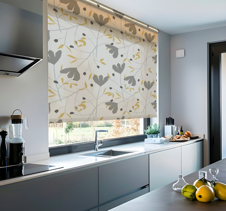 Harmaita ja keltaisia kukkia pohjoismainen rullaverho - Tenstickers