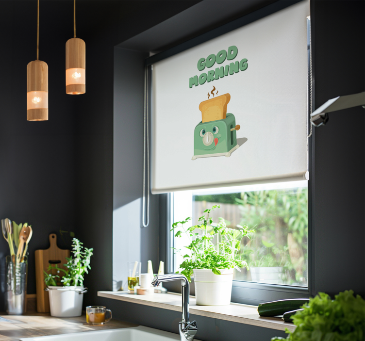 Good morning leivänpaahdin rullaverho keittiöön - Tenstickers