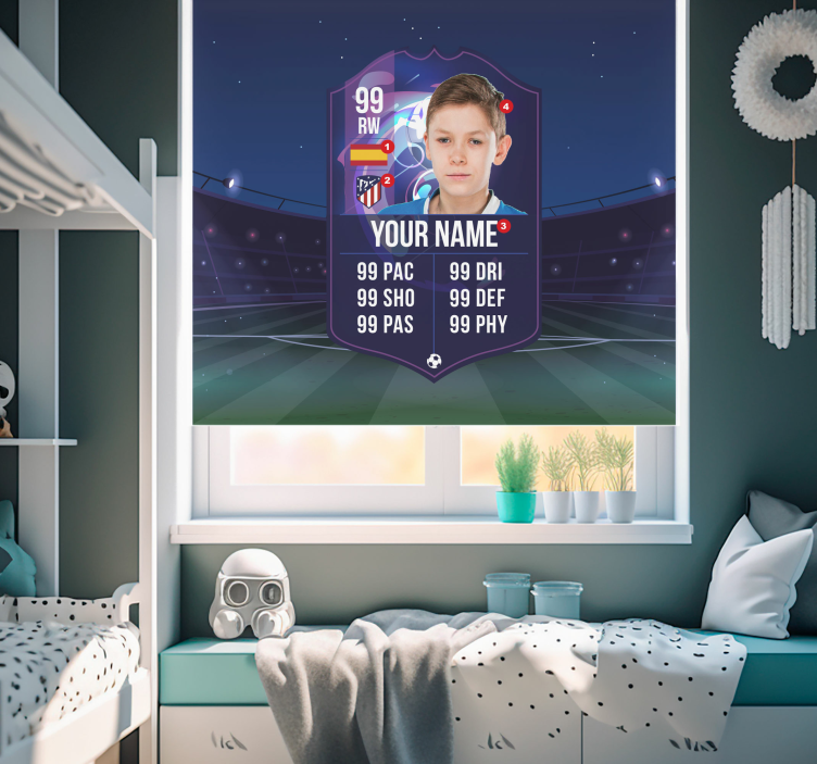 Jalkapalloilijakortti rullaverho lapselle - Tenstickers