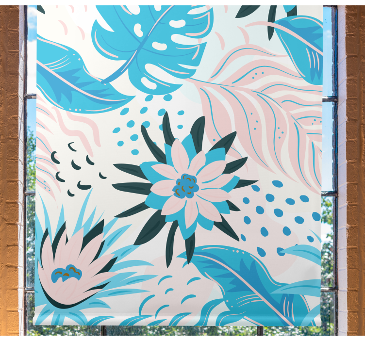 Kasvitieteellinen kuviointi kukat ja kasvit rullaverho - Tenstickers