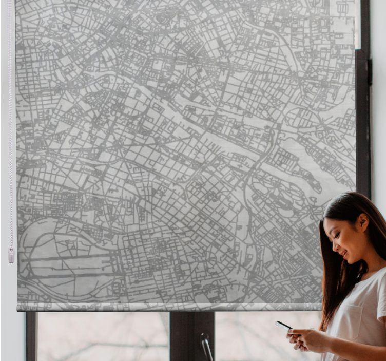 Kaupungin kartan ääriviivat alkuperäinen rullaverho - Tenstickers