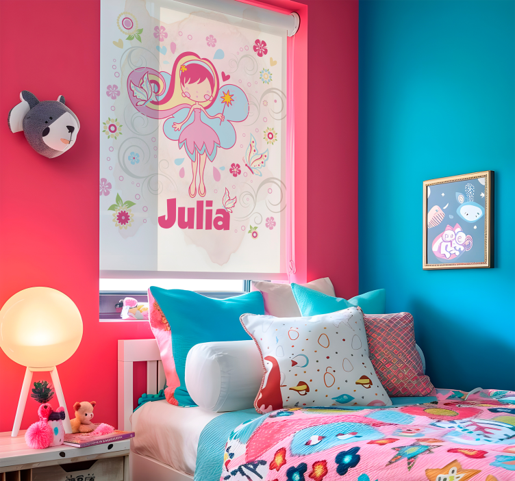 Keiju perhosten kanssa muokattava rullaverho - Tenstickers