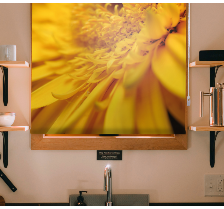 Keltainen lähikuva kukat ja kasvit rullaverho - Tenstickers