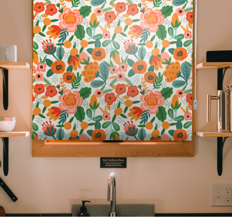 Kukka-asetelma suunnittelu kukat ja kasvit rullaverho - Tenstickers