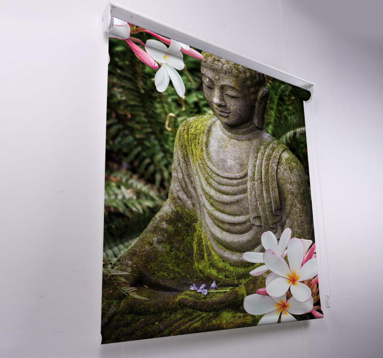 Kukka vihreä buddha zen Rullaverho - Tenstickers