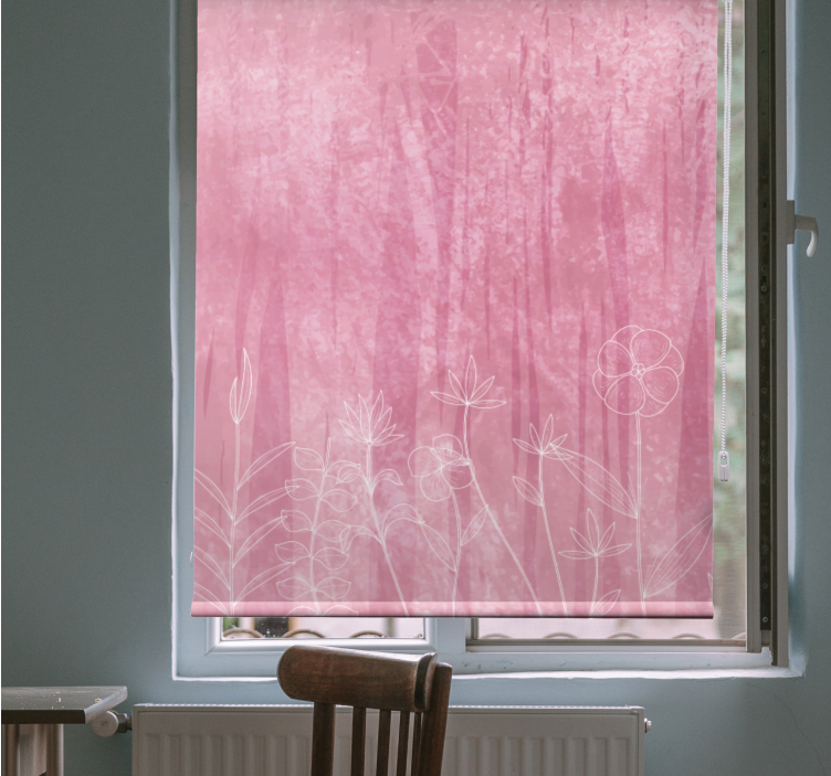 Kukkainen siluettisuunnittelu kukat ja kasvit rullaverho - Tenstickers