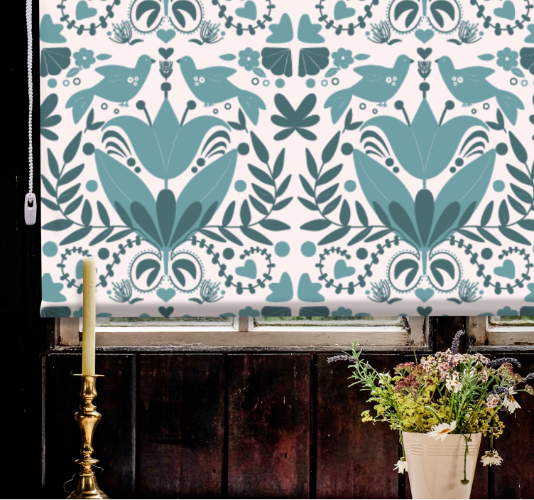 Kuvio lintuilla kukat ja kasvit rullaverho - Tenstickers