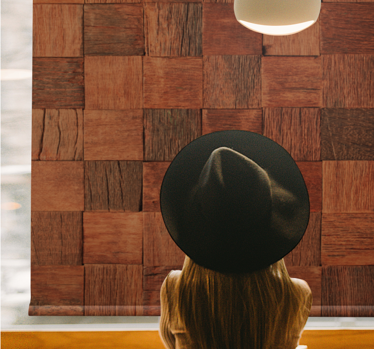 Neliömäiset puupaneelit kuvioitu rullaverho - Tenstickers