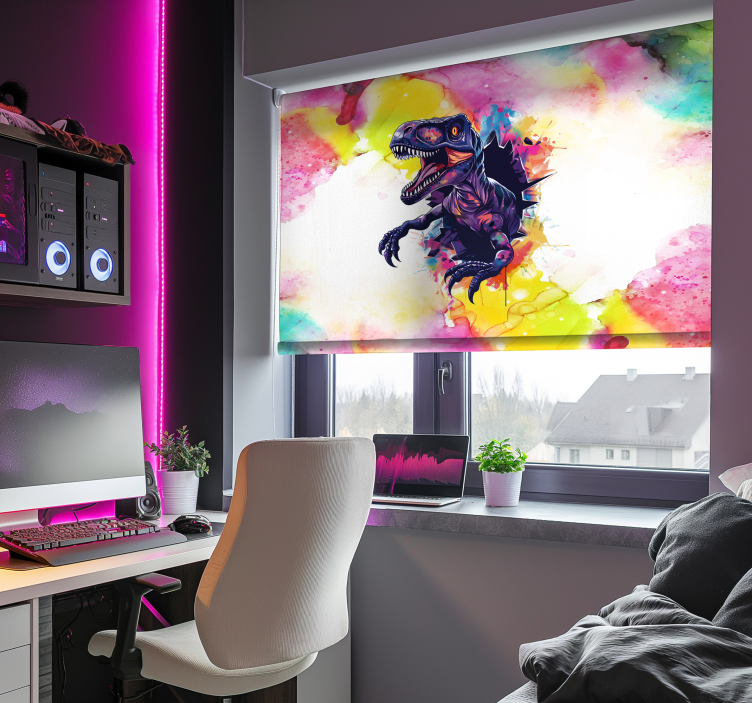 Kylläiset värit velociraptor dinosauruskuvioitu rullaverho - Tenstickers